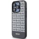 Apple iPhone 15 Pro 6.1\'\' DKNY Leather Printed Pattern Metal Logo MagSafe Case Cover, Black