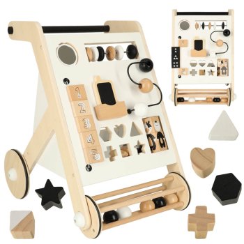 Educational Baby Wooden Walker Interactive Pusher with Sorter