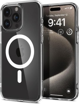 Spigen Ultra Hybrid MagSafe Case for iPhone 15 Pro, Transparent / White