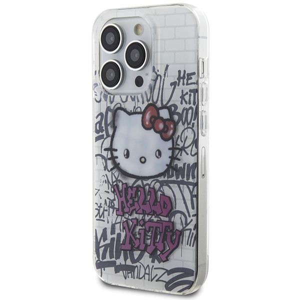 Apple iPhone 15 Pro 6.1'' Hello Kitty IML Kitty On Bricks Graffiti Cover Case, White (0)