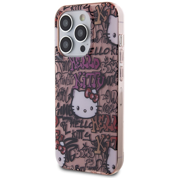 Apple iPhone 15 Pro 6.1'' Hello Kitty IML Tags Graffiti Cover Case, Pink (0)