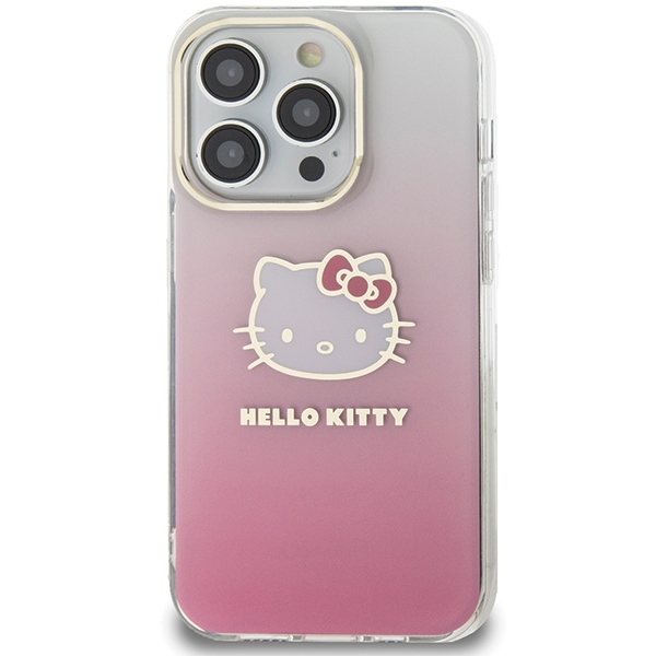 Apple iPhone 15 Pro 6.1'' Hello Kitty IML Gradient Electrop Kitty Head Cover Case, Pink (1)