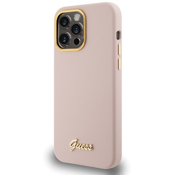 Guess Silicone Script Metal Logo & Frame case for iPhone 15 Pro - pink (0)