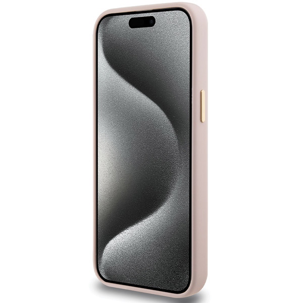 Guess Silicone Script Metal Logo & Frame case for iPhone 15 Pro - pink (3)