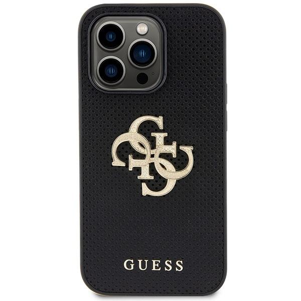 Apple iPhone 15 Pro 6.1'' Guess Leather Perforated 4G Glitter Logo Case Cover, Black (1)