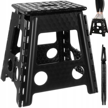 Folding Anti-slip Step Stool for Kitchen or Bathroom, 39cm, Black