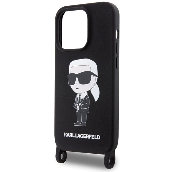 Apple iPhone 15 Pro Max 6.7'' Karl Lagerfeld Crossbody Silicone Ikonik Case Cover (KLHCP15XSCBSKNK), Black (3)