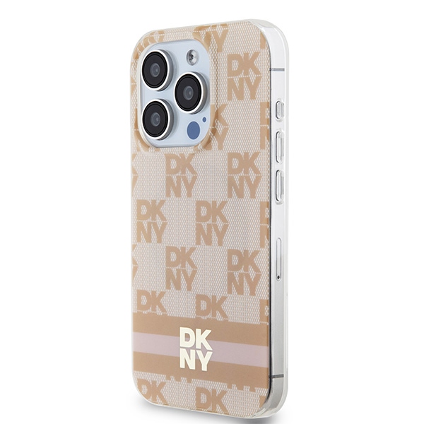 Apple iPhone 15 Pro Max 6.7'' DKNY IML Checkered Mono Pattern Printed Stripes MagSafe Case Cover, Pink (0)