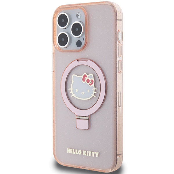 Apple iPhone 15 Pro Max 6.7'' Hello Kitty Ring Stand Glitter Electrop Logo MagSafe Cover Case, Pink (0)