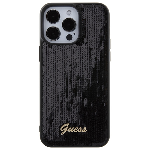 Guess Sequin Script Metal case for iPhone 15 Pro Max - black (1)