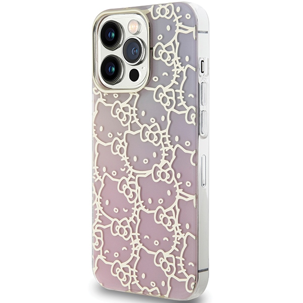 Apple iPhone 15 Pro Max 6.7'' Hello Kitty IML Gradient Electrop Crowded Kitty Head Cover Case, Pink (0)