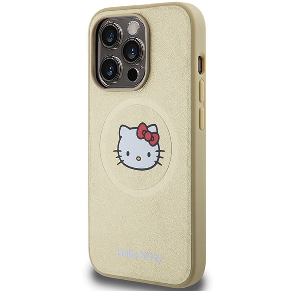 Apple iPhone 15 Pro Max 6.7'' Hello Kitty Leather Kitty Head MagSafe Cover Case, Gold (0)