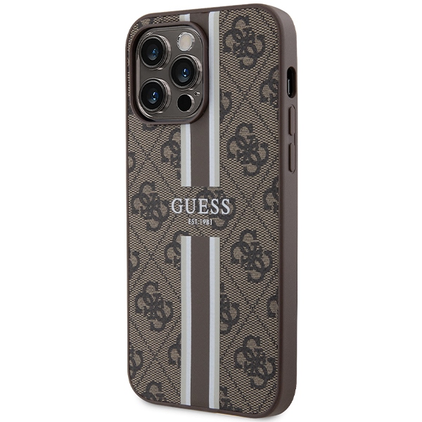 Apple iPhone 15 Pro Max 6.7'' Guess 4G Printed Stripes MagSafe Case Cover, Brown (0)