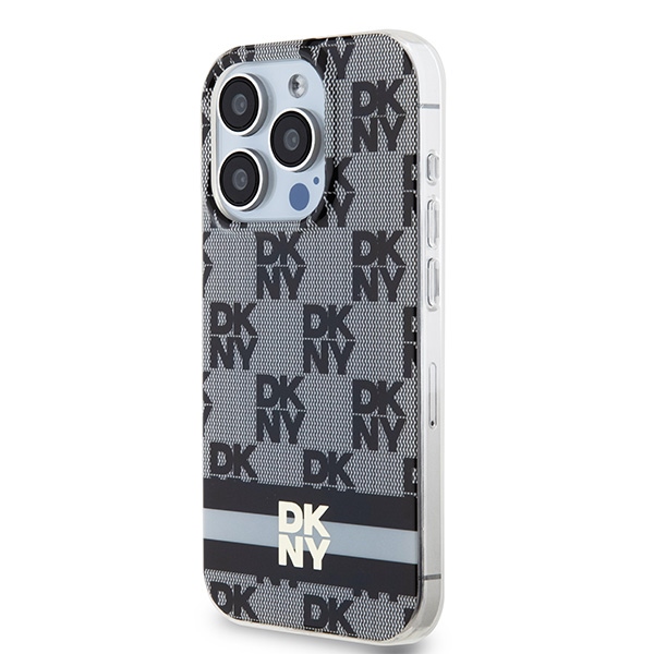 Apple iPhone 15 Pro Max 6.7'' DKNY IML Checkered Mono Pattern Printed Stripes MagSafe Case Cover, Black (0)