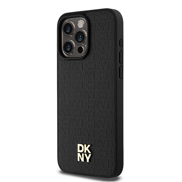 Apple iPhone 15 Pro Max 6.7'' DKNY Leather Monogram Pattern Metal Logo MagSafe Case Cover, Black (0)