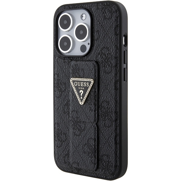Guess Grip Stand 4G Triangle Strass case for iPhone 15 Pro Max - black (1)