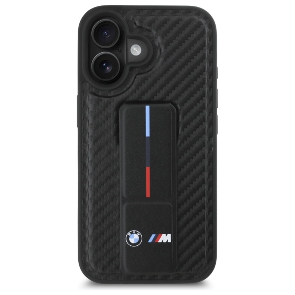 BMW M Grip Stand Smooth and Carbon case for iPhone 16 - black (1)
