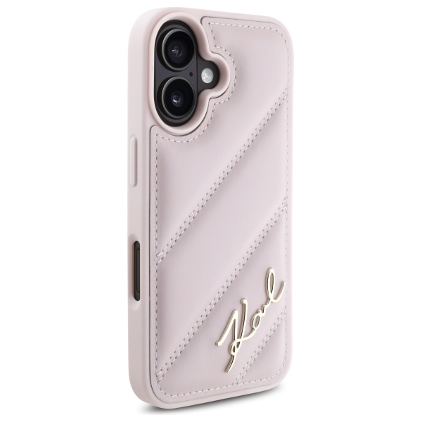 Apple iPhone 16 6.1" Karl Lagerfeld Quilted Signature Case Cover, Pink (2)