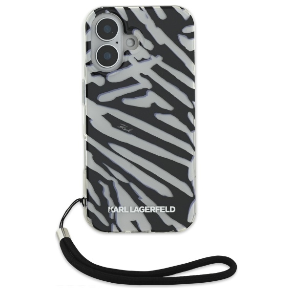 Apple iPhone 16 6.1'' Karl Lagerfeld IML Zebra Pattern & Cord Cover Case, Black (0)
