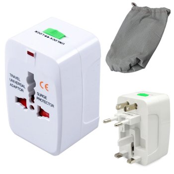 Universal Travel Adapter with Surge Protection, White