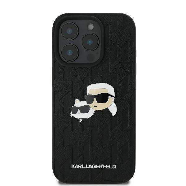 Apple iPhone 16 Pro Max 6.9'' Karl Lagerfeld Monogram Karl & Choupette Head Pin Cover Case, Black (1)