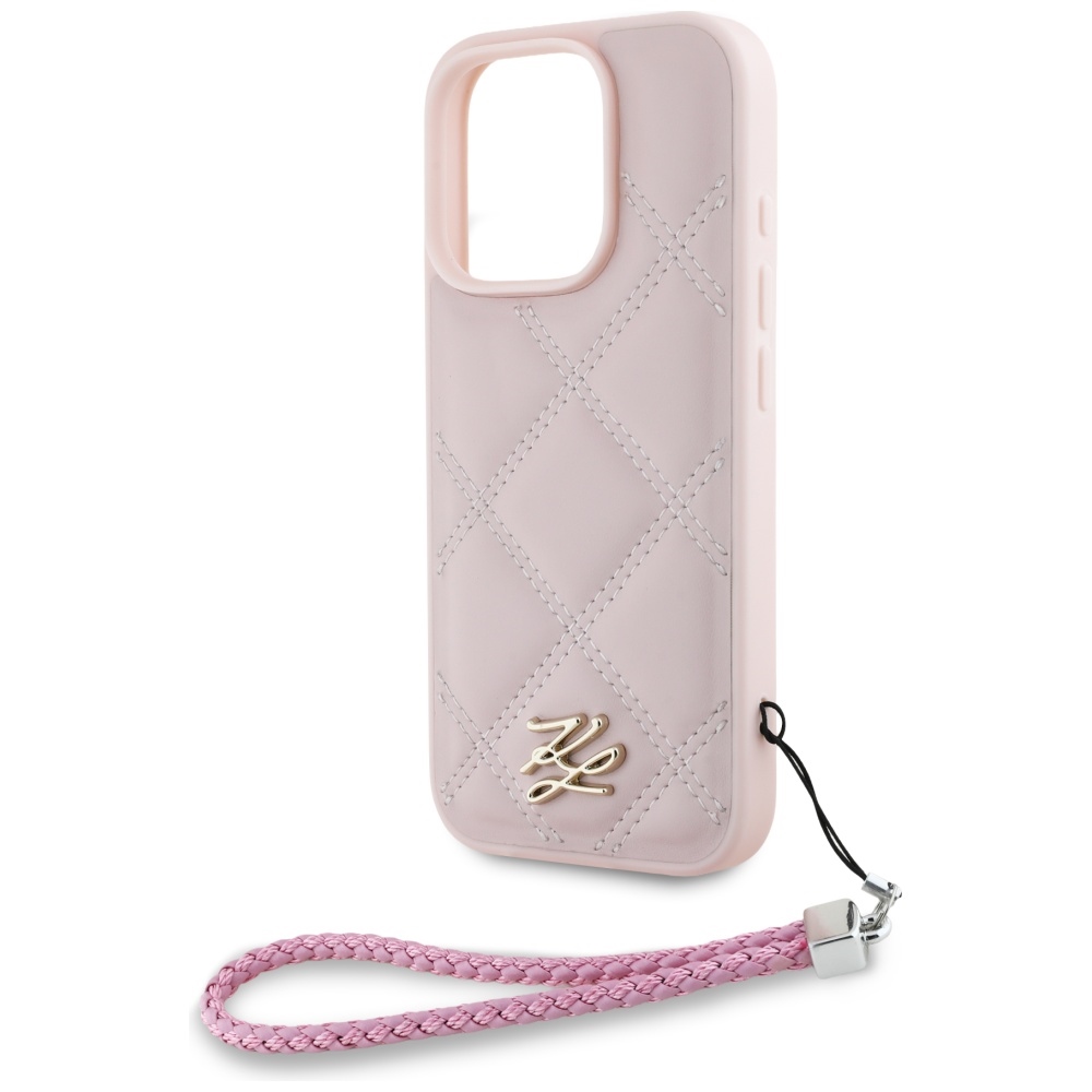 Karl Lagerfeld Quilted Initial Logo & Chain Strap iPhone 16 Pro Max Case - Pink (3)