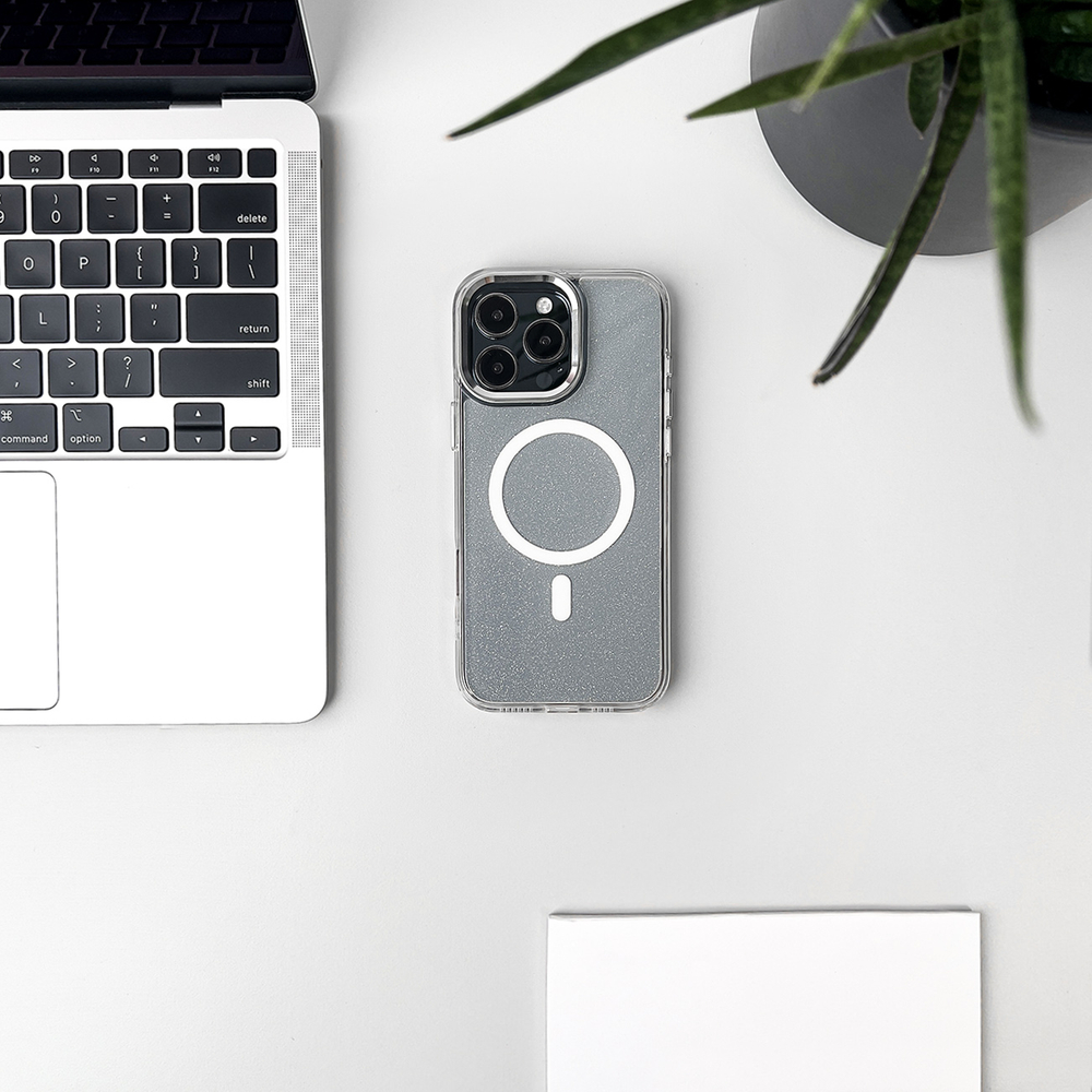 Glitter Case MagSafe iPhone 16 Pro Max - white with glitter (2)