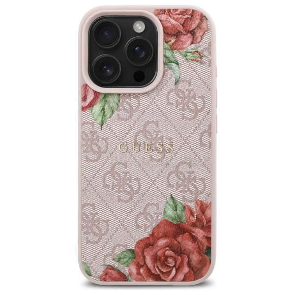 Guess GUHMP16XP4ROPEMCP iPhone 16 Pro Max 6.9" pink/pink hardcase 4G Flowers Print MagSafe (1)