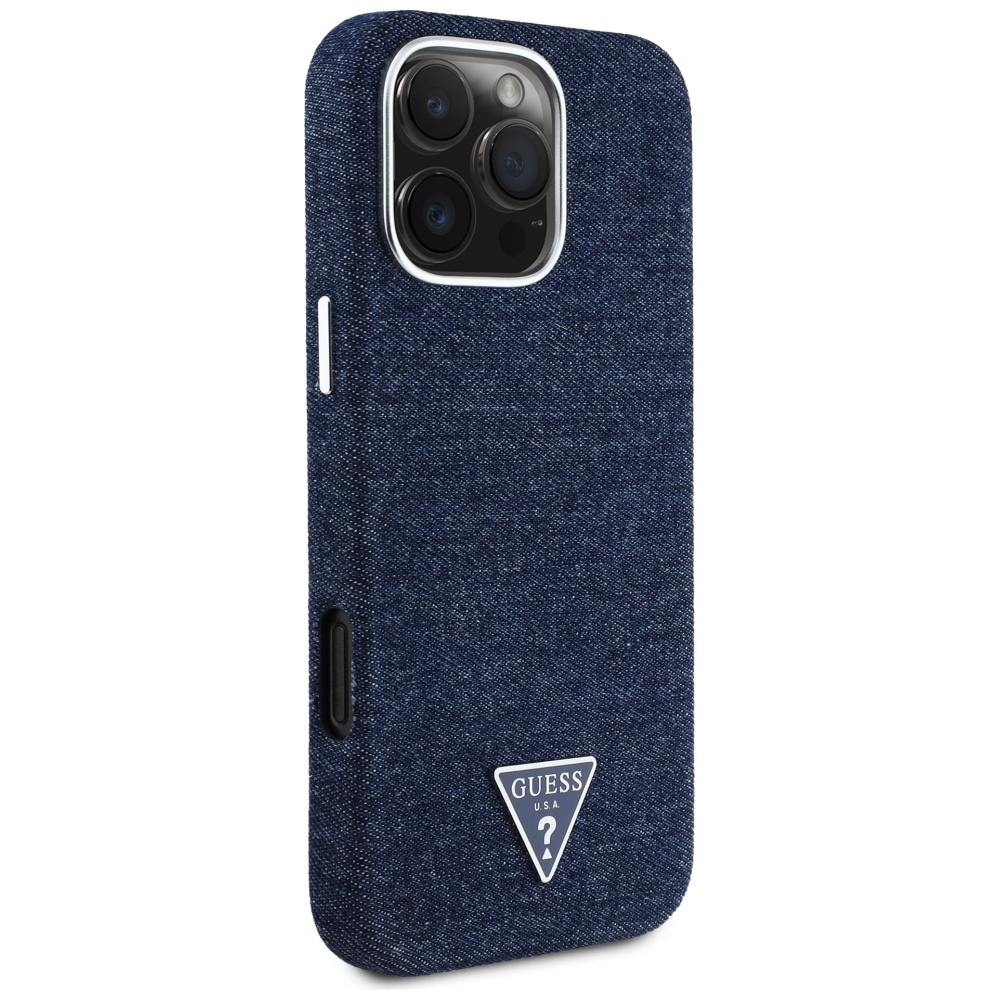 Guess Denim Triangle Logo MagSafe iPhone 16 Pro Max Case - Blue (2)