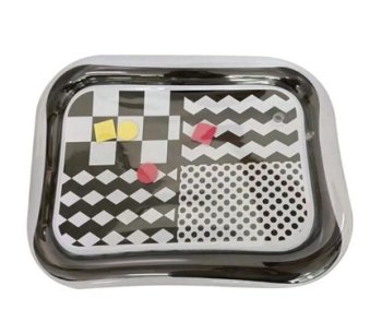 Black and white inflatable water mat with lines 65cm x 50cm