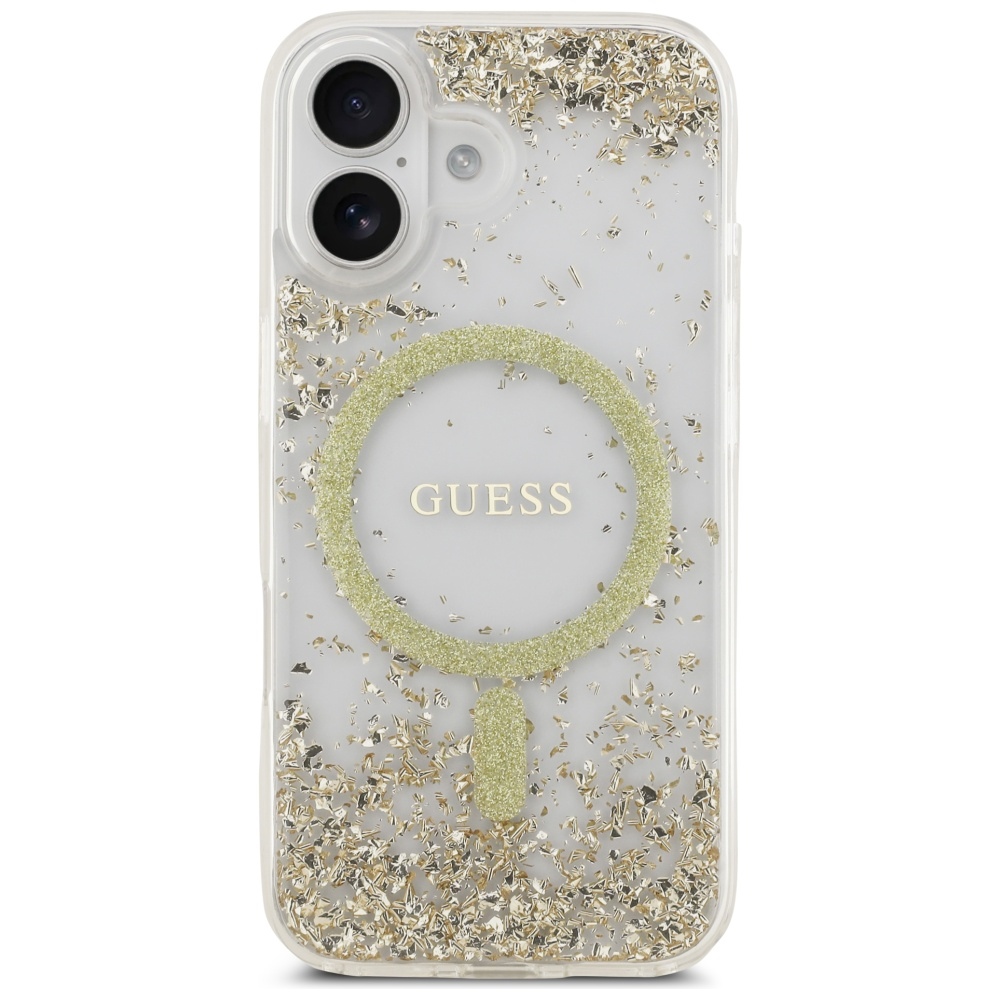 Guess Resin Bottom Glitter MagSafe Phone Case Cover iPhone 17 - gold (1)