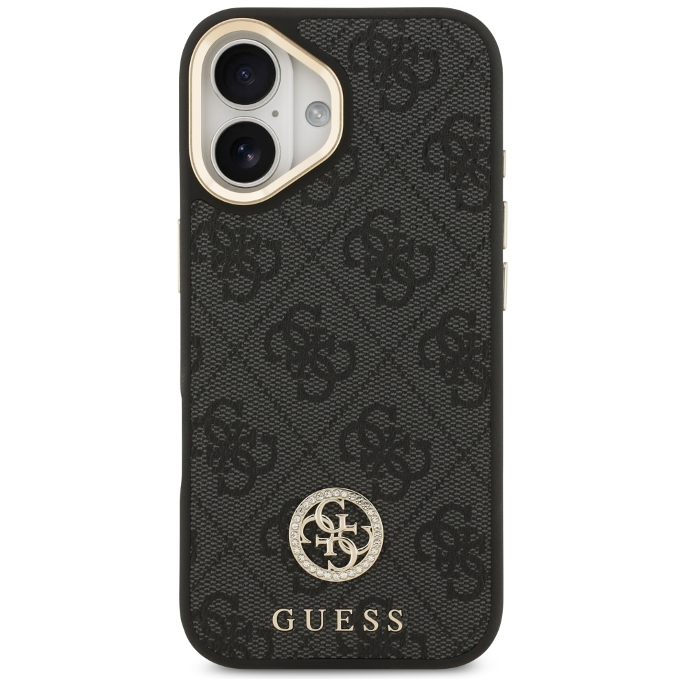 Guess 4G Strass Logo & Big Strap Metal Buttons MagSafe Phone Case Cover iPhone 17 - Black (1)
