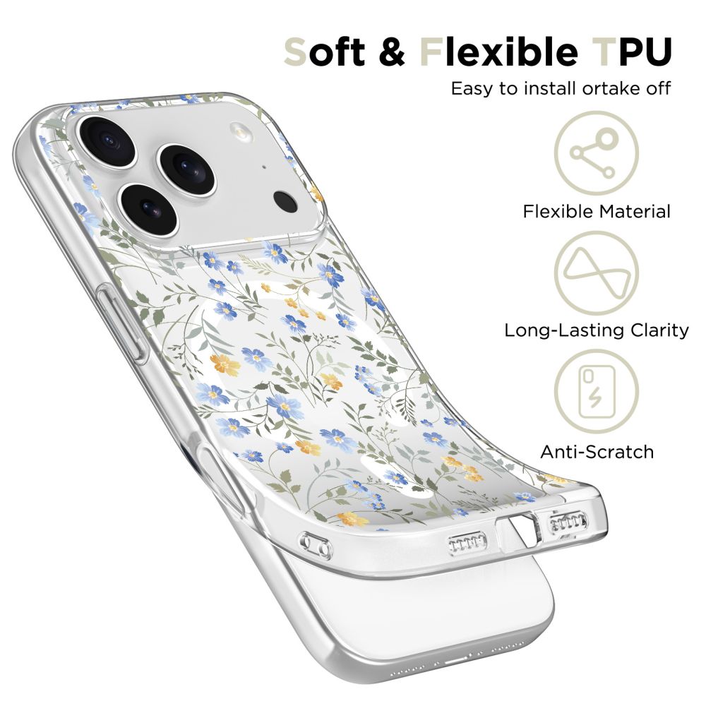 Tech-Protect FlexAir MagSafe Phone Case Cover iPhone 17 Pro - Daisies with Leaves (1)