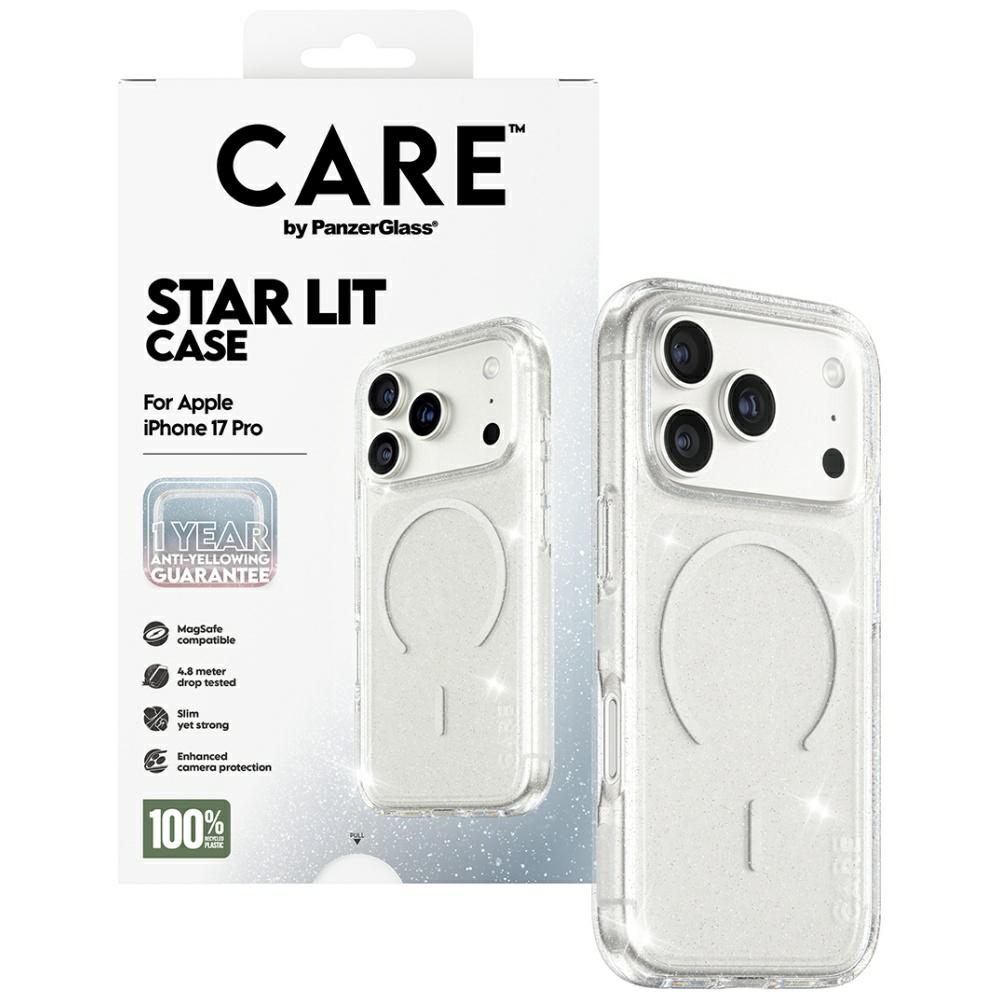 CARE by PanzerGlass Flagship Urban Explorer Case w. White MagSafe iPhone 17 Pro - Clear Glitter (2)