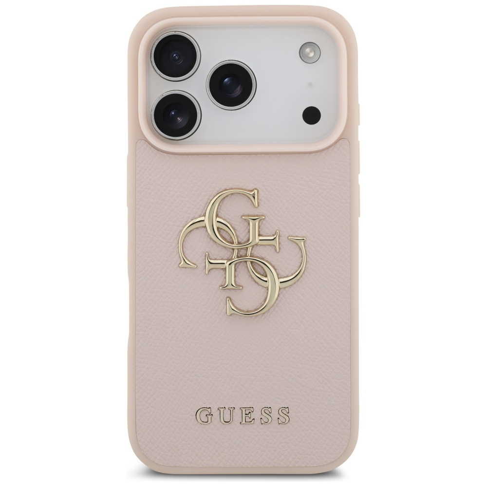 Guess Grained Big 4G & Classic Logo iPhone 17 Pro Case - Pink (1)