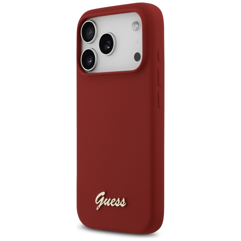 Guess Silicone Script Metal Logo MagSafe Phone Case Cover iPhone 17 Pro - Red (0)