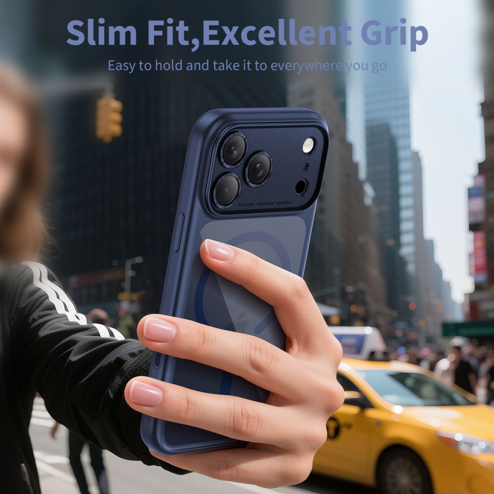 Tech-Protect Magpeak Magsafe CC Phone Case Cover iPhone 17 Pro - Clear Navy Blue (3)