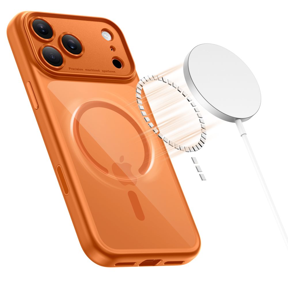 Tech-Protect Magpeak Magsafe CC Phone Case Cover iPhone 17 Pro - Transparent Orange (1)