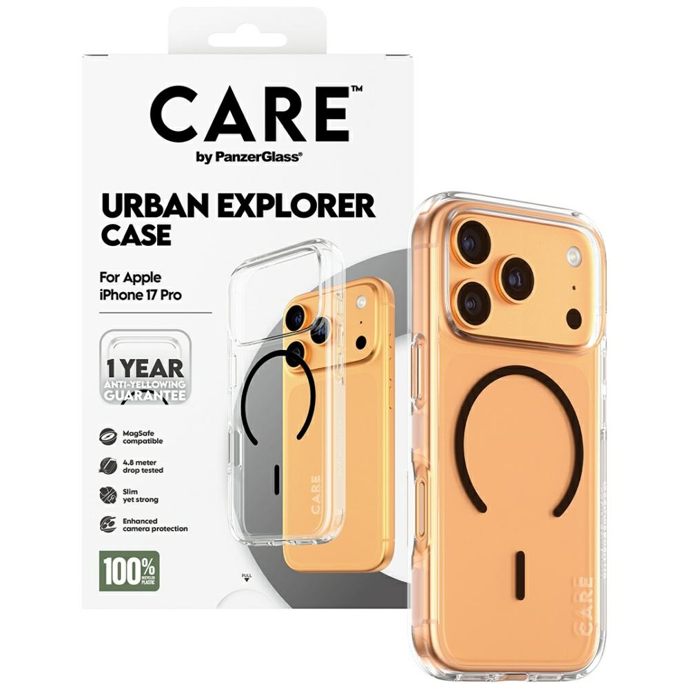 CARE by PanzerGlass Flagship Urban Explorer Case w. Black MagSafe iPhone 17 Pro - Transparent (2)