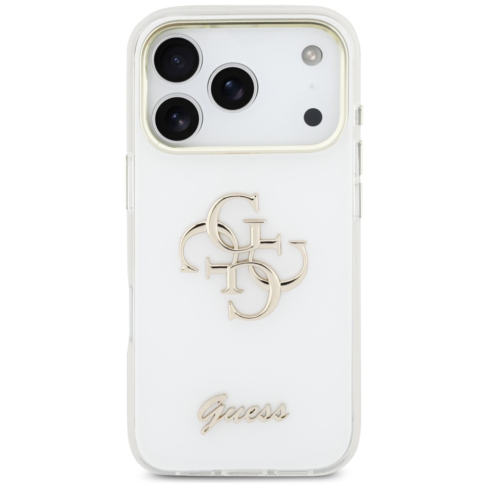 Guess IML 4G Script Metal Phone Case Cover iPhone 17 Pro - White (1)