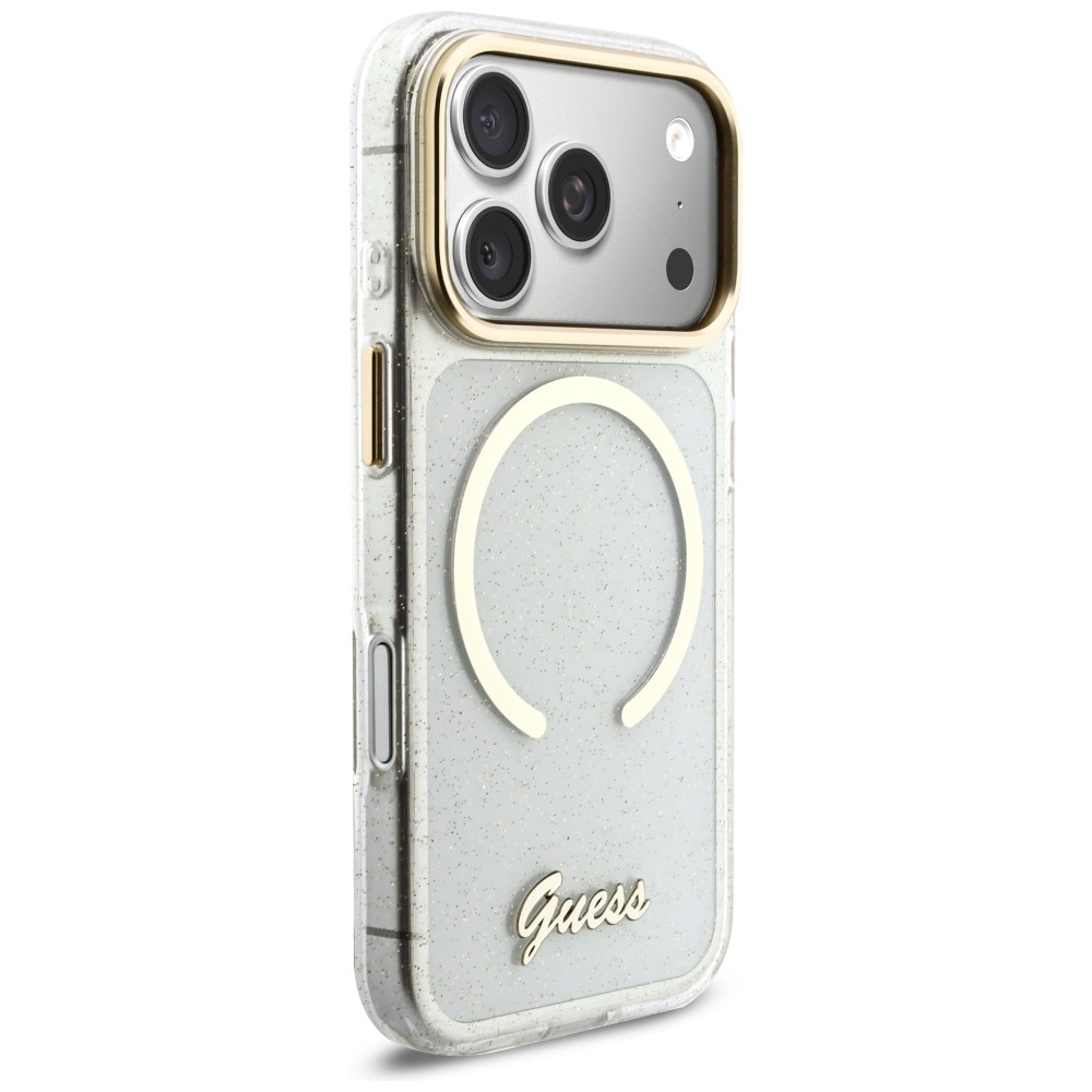 Guess IML Glitters Script Strap MagSafe Phone Case Cover iPhone 17 Pro - Clear (2)