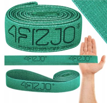 4Fizjo Flex Band Long Flexible Textile Training Loop Strap Tape, Green (Low resistance, 2/5)