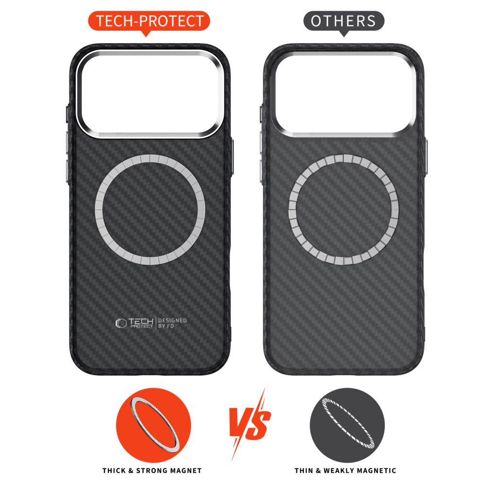 Tech-Protect Ion Carbon MagSafe Phone Case Cover iPhone 17 Pro Max - Gray/Black (3)