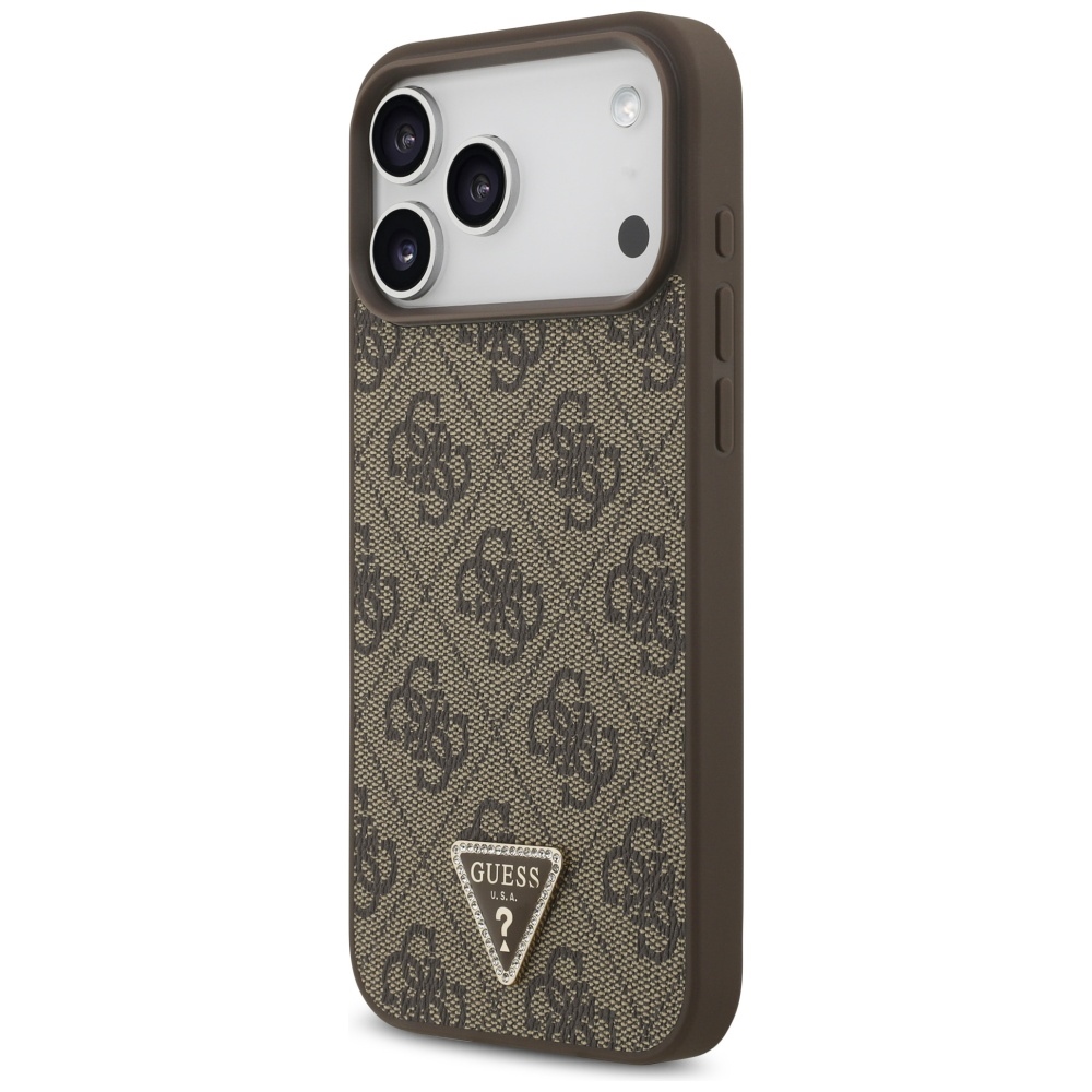 Guess Leather 4G Triangle Strass MagSafe Phone Case Cover iPhone 17 Pro Max - Brown (0)