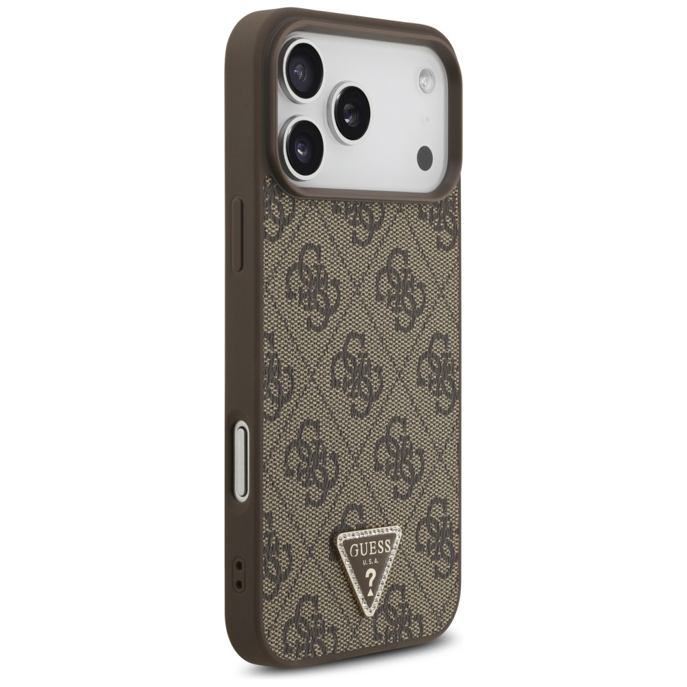 Guess Leather 4G Triangle Strass MagSafe Phone Case Cover iPhone 17 Pro Max - Brown (2)