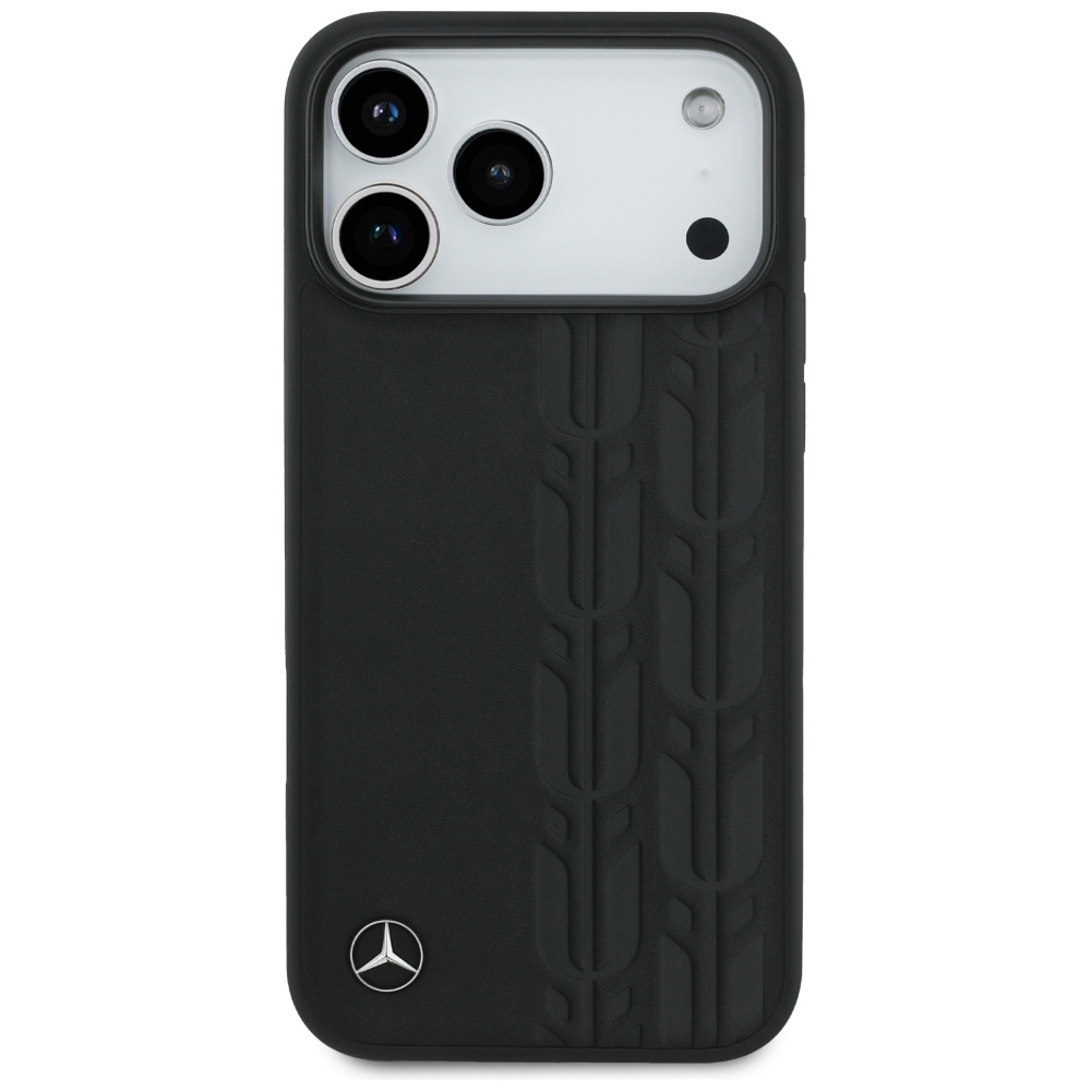 Mercedes Leather Laurel Leaves MagSafe Phone Case Cover iPhone 17 Pro Max - Black (1)