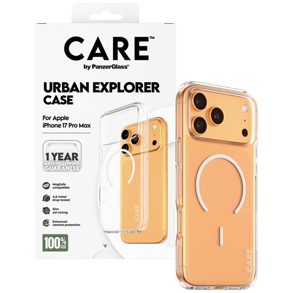CARE by PanzerGlass Flagship Urban Explorer Case w. White MagSafe iPhone 17 Pro Max - Transparent (2)