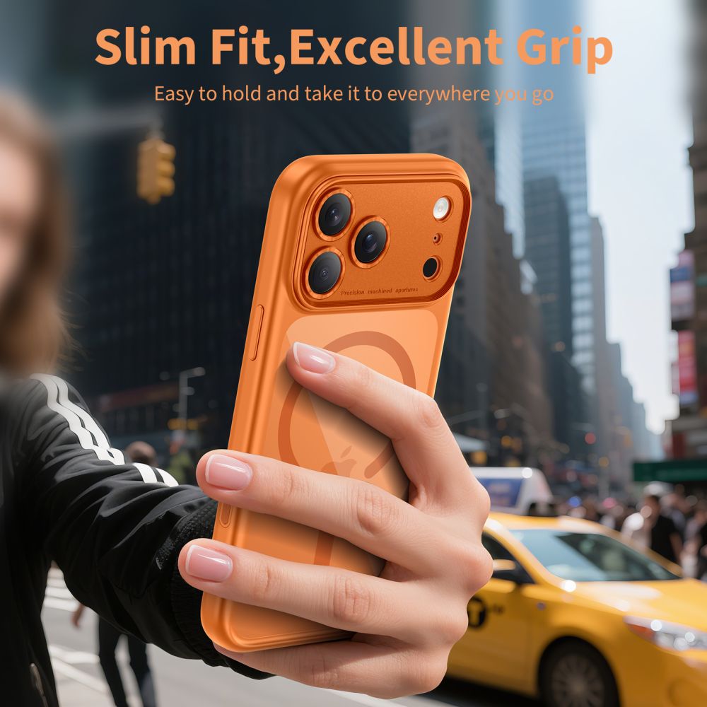 Tech-Protect Magpeak Magsafe CC Phone Case Cover iPhone 17 Pro Max - Transparent Orange (3)