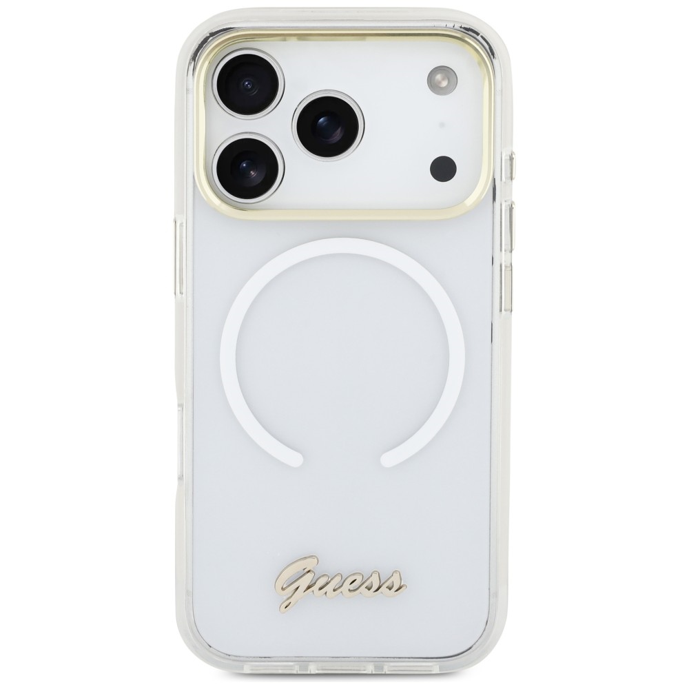 Guess IML Gradient Script Metal MagSafe Phone Case Cover iPhone 17 Pro Max - White (1)