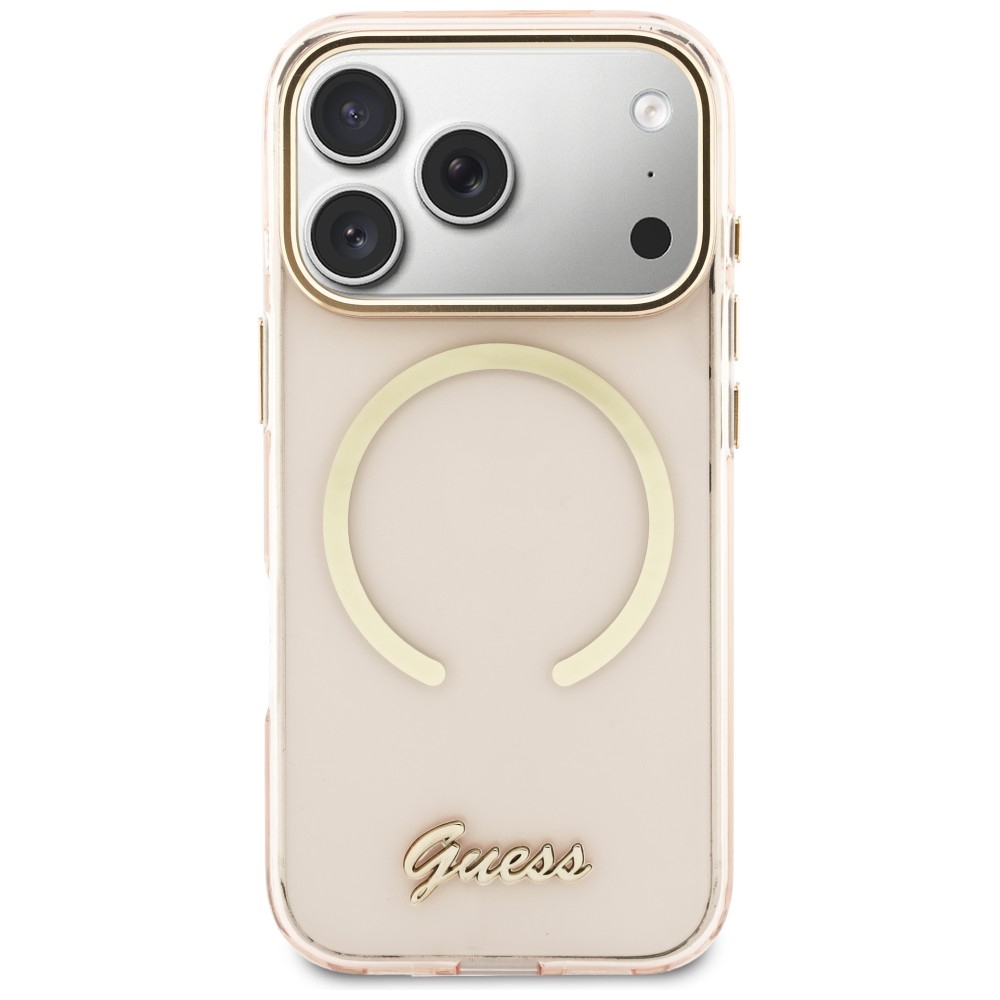 Guess IML Script Metal MagSafe Phone Case Cover iPhone 17 Pro Max - Pink (1)